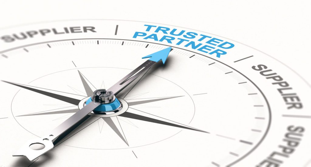 Compass pointing to trusted partner